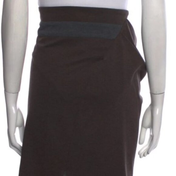 Brunello Cucinelli Brown Ruched Cotton Knee-Length Skirt Size: 6 (Orig. $1295) - Picture 3 of 8